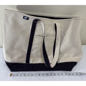 Lands' End Canvas Tote Zip Top Navy Bottom High Combined 50th Anniversary